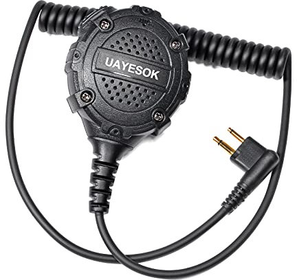 UAYESOK Funkgerät 2 Pin Lautsprecher-Mikrofon, 2-Wege-Funk-Schultermikrofon für Motorola DP1400 CP040 GP300 GP88 XT420 XT460 CLS1410 CLS1110 Hytera PD405 PD505 Midland G15 G18 Walkie Talkie