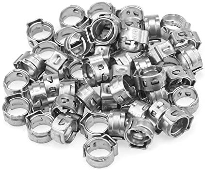 HELIFOUNER 50 Pieces 6-7mm 304 Stainless Steel Single Ear Hose Clamps