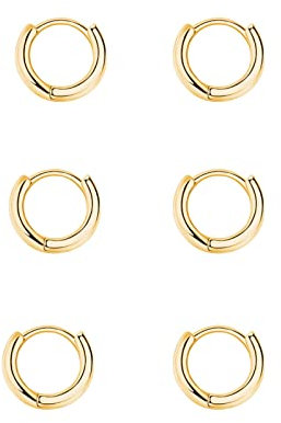 Creolen Silber 925 Ohrringe Gold Klein Ohrringe Set für Damen,3 Paar Ohrringe Herren Huggies Set 8mm