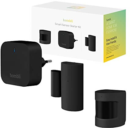 Hombli Smart Bluetooth Kit, Bridge, Bewegungsmelder, Kontaktsensor, 50 m WiFi-, 90 m Bluetooth-Reichweite, kompatibel mit Google, Alexa, Siri, Schwarz
