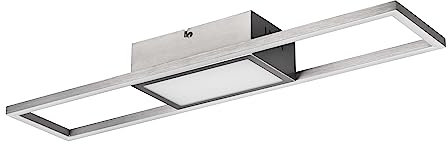 Reality Leuchten LED Deckenleuchte Rigido R67172107, Metall Nickel matt, inkl. 22 Watt LED, Fernbedienung, Dimmer, Farbwechsel
