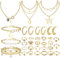 Kakonia Gold Schmuck Set für Frauen Männer Gold Hoop Ohrringe Gold Layered Halsketten Kette Armbänder Knöchel Ringe Goldschmuck Sets für Jahrestag Geburtstag Geschenk