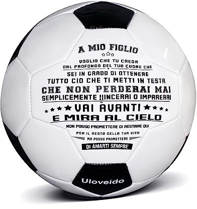 Uloveido 1 pc Traditioneller Fußball für Sohn, Enkel, I Love You, Schwarz/Weiß, Y594 (A Mio Figlio)