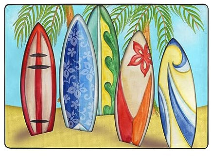 ROOZEE Surfbrett-Flanell-Teppich, rutschfest, 203 x 148 cm, weich und langlebig, Heimdekoration, Teppiche für Wohnzimmer und Schlafzimmer