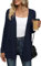 Yommay Cardigan for Women Loose Casual Lightweight Ladies Long Sleeve V-Neck Knitted Sweaters with Pockets,Navy Blue,Medium