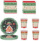 Ugly Christmas Sweater Party Tableware Set Decor,20 Paper Napkins 16 Paper Cups 16 Paper Plates,Disposable Paper Dinnerware Christmas Decorations for Him,Her,Adults,Kids Xmas Party Favor Tableware