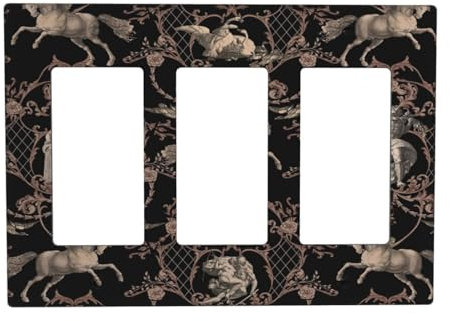 Cubierta de interruptor de luz basculante de 3 bandas vintage de Grecia antigua, placa de pared decorativa GFCI para sala de estar, baño, dormitorio