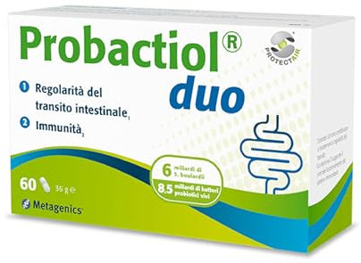 Probactiol Duo - Equilibrio della Flora Intestinale - Regolarità del Transito - Immunità - 60 Capsule
