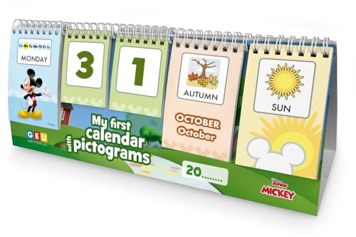 Kinder Kalender für Lernen und Spaß - Zeitlos gestaltet mit Piktogrammen. Mein Erster Kalender Kinder Montessori. Wochentage - Monate. Jahre und Jahreszeiten (Disney Englisch)