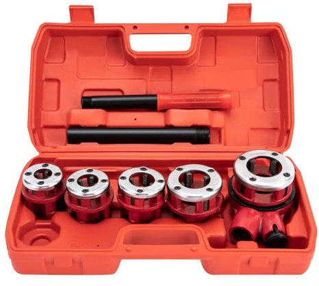 5tlg. Set Gewindeschneidkluppe (3/8, 1/2, 3/4, 1, 1-1/4) Rohrgewindeschneidsatz Kluppe Gewindeschneider Gewinde-Schneidkluppen-Satz