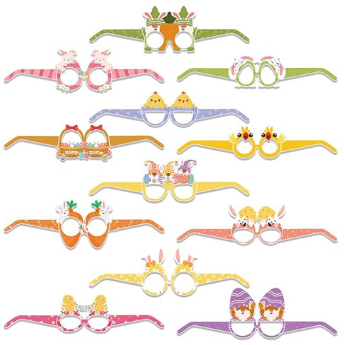 BYX 12 Pezzi Bicchieri di Carta per Feste di Pasqua, Portauova con Coniglio Pasquale e Carota per Oggetti di Scena per Cabine Fotografiche per Feste di Pasqua