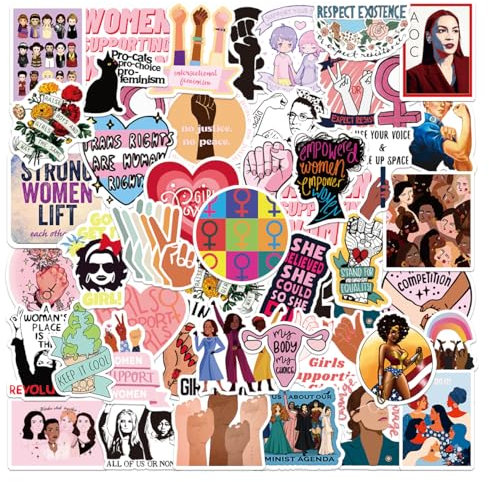 Hibarby 50 Stück GirlPower Sticker Set, Graffiti Wasserdichte Vinyl Aufkleber Deko für Laptop, Wasserflasche, Reisekoffer, Gepäck, Gitarre, Helm, Handyhülle, Kühlschränk, Tagebuch, Scrapbook