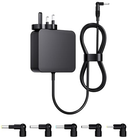 65W 45W Universal Notebook Charger Power Adapter for ASUS VivoBook ZenBook NoteBook, for Lenovo IdeaPad Notebook Replacement with 5 Different Round Connectors Power Supply Cord