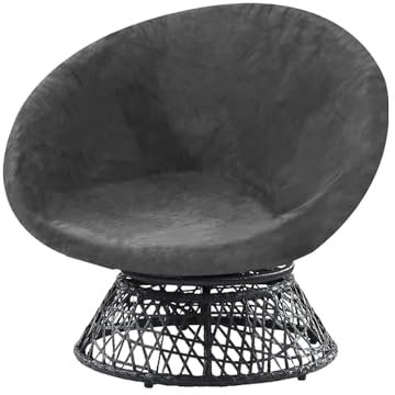 DEZYPZAM Stretch Moon Chair Cover, Round Saucer Chair Slipcover, Removable Velvet Moon Chair Cover, Saucer Chair Furniture Protector (Grey,L:37-48in)