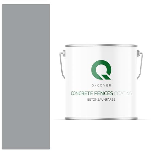 Q-COVER Betonzaunfarbe | 5L | Grau-Blau | Silikon Farbe | Außen | Betonfarbe | Hydrophobe Farbe | Acrylat Dispersion | Betonzäune | Betonelemente