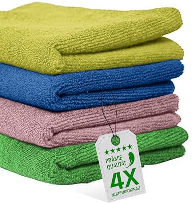 tec for me NEU! Premium Mikrofaser Autopflege-Set - 4 Funktionstücher 30x30cm für Lack, Glas, Interieur & Staub