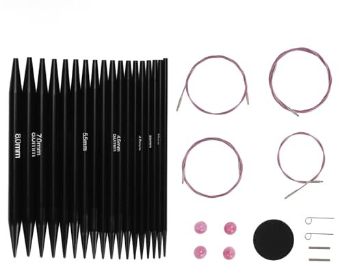 Interchangeable Circular Knitting Needles Set, 3 to 6mm Circular Needles, Short Round Knitting Needles with Case and Accessories, Circular Knitting Pins Cable Needles for Crafting
