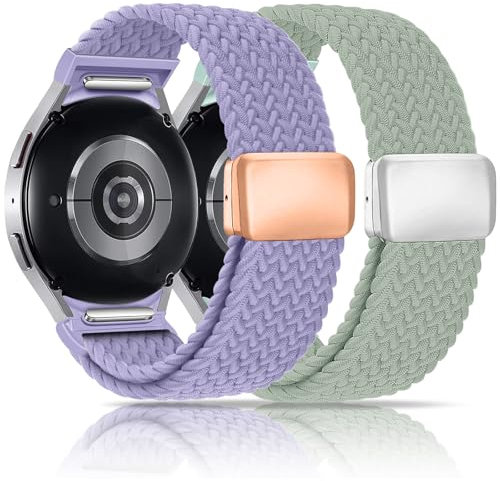 Chinbersky Geflochtenes Armband - Kompatibel mit Samsung Galaxy Watch 7/6/5/4/FE - Armband 40mm 44mm - Galaxy Watch 5 Pro/6 Classic - Elastisches Sport Nylon Ersatzband