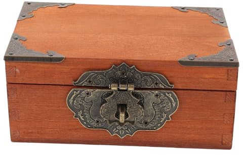 TINEASUR Boîte De Rangement Vintage Avec Serrure Et Clés Boîte Bois Pour Bijoux Et Cadeaux Décorative Pour Bureau Sécurisée Pour Objets Personnels
