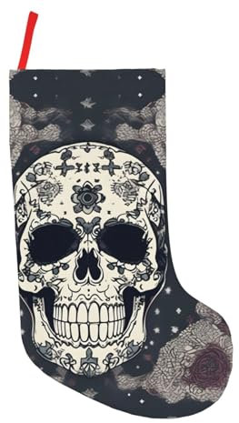 Totenkopf Yoga und Blume 45,7 cm Weihnachtsstrümpfe - Weihnachtsmann und Schneemann Xmas Holiday Dekorationen - Ideal für Zuhause, Kamin, Treppen
