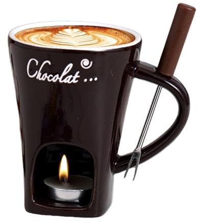 Generico Tea Candle Fondue Set, Chocolate Fondue Mug, Hot Pot Ceramic Melting Cup, Tea Light Melting Pot for Chocolate, 11x8.8x12cm Multi-Purpose Melting Pot for Desserts & Butter, Treats