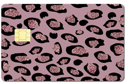 CREATCABIN 4autocollant Carte Crédit Carte Débit Imprimé Léopard Rose Décoration Carte Crédit Personnalisée Étanche Protection Carte Bancaire Autocollant Blocage RFID pour Porte Carte Crédit 5.4x8.6cm