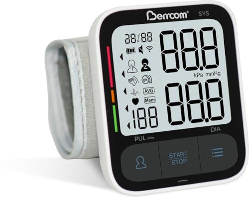 Berrcom Digitales Handgelenk-Blutdruckmessgerät für den Heimgebrauch, automatisches Blutdruckmessgerät mit großer LED-Anzeige, verstellbare Manschette