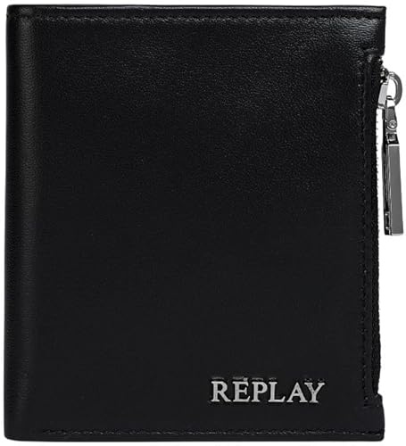 Replay Herren Portemonnaie Klein, Silver Black 0094 (Schwarz), Einheitsgröße