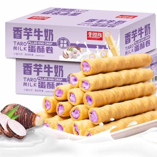 WSYLS Rouleaux De Taro Collations Chinoises Gâteau Croustillant À La Pâte De Taro 200 G (8 Paquets)