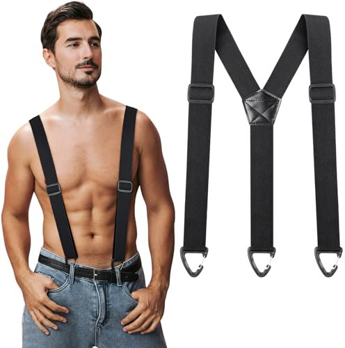 Kiiwah Hosenträger für Herren Breit 3,5 cm mit 3 Dreieckige Robusten Karabiner Verschluss, Einstellbar und Elastisch Einheitsgröße Hosenträger für Männer und Damen, Y Style