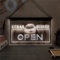 Zayeksole Panneau Néon Open Kebab Burger pour Décoration Murale, Panneau Lumineux LED USB À Intensité Variable pour Décoration Murale De Fast-Food Kebab,Blanc,60x40cm