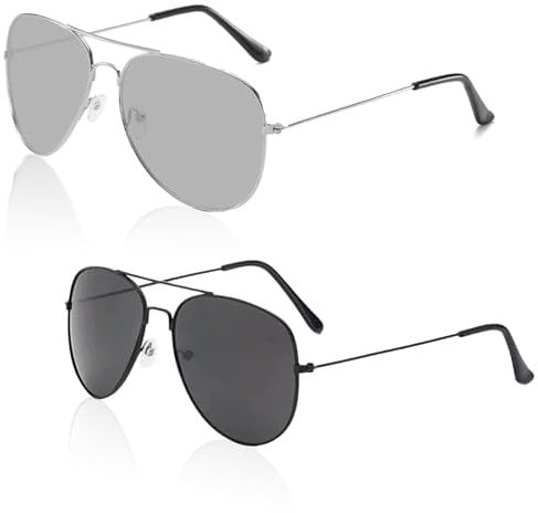 SAIIURV 2 Pieces Kids Aviators Police Costume Sunglasses, Metal Frame Pilot Glasses for Boys Girls, UV Protection Retro 80s Shades Aviators Accessories for Cosplay Party Festival Fancy Dress