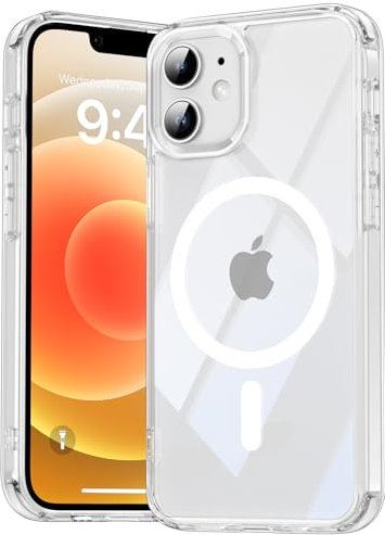 Natiiozie Magnetisch Hülle Kompatibel mit iPhone 12 Mini/13 Mini, Matt Handyhülle Kompatibel mit MagSafe, Stoßfest Kratzfest Schutzhülle Nie Vergilbung Rückseite Dünn 5.4 Zoll Case Transparent