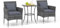 COSTWAY 3 TLG. Polyrattan Gartenmöbel mit Glastisch und Kissen, Rattanmöbel Sitzgruppe, Gartenset Rattan, Sitzgarnitur Balkon-Set, Terrasse Set Gartengarnitur (Grau)