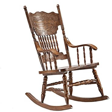 Schaukelstühle für die Freizeit auf der Terrasse, Schaukelstuhl aus Holz mit eingraviertem Text | Retro-Stuhl aus Walnussholz für den Innen- und Außenbereich auf der Veranda, im Garten, im A