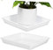 Abaodam 2 Pièces Plateau De Pot De Fleur À L'intérieur Pot à Fleurs Plateau De Receveur d'eau pour Plantes Drain Bacs à Plantes pour Pots Soucoupe Carrée pour Pot De Fleurs Blanche PVC