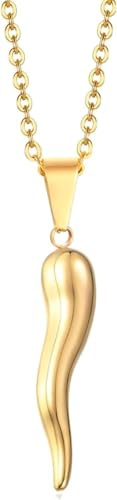 Mädchen Produkte 925 Sterling Silber Schutz Charm Italienische Horn Halskette Für Frauen Männer, Talisman Halskette - Lucky Italian Horn Charm, Chili Pepper Halskette, Gold, 1 A Necklace