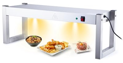 HAKKA Heat Lamp Gantry Light Commercial Food Warmer Lamp for Buffet,Plate Warmer for Restaurant,Stainless Steel Insulation Layer Frame with Lamp,90cm L and 2x300w Bulbs