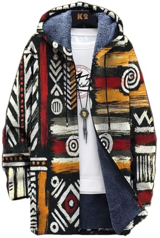 Chickwin Veste Homme Hiver Chaud Résistant au Vent Casual Peinture Artistique 3D Veste d'automne Polaire avec Capuche pour des Sports Manteau Travail et Le Loisir