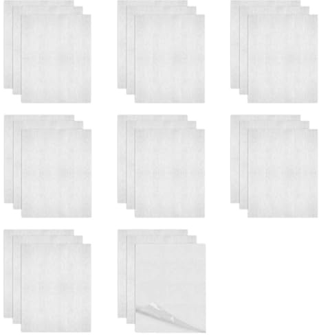 Huakaile 24 Pieces A4 Size Iron-on Transfer Paper, Fusible Double Sided Adhesive Sheets, Press-on Iron on Adhesive Sheets for Fabric Hot Melt Interfacing Fabric Patches Sewing Bond