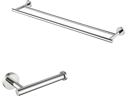 KES 75 cm Doppelt Handtuchstange Toilettenpapierhalter Wandmontage Edelstahl SUS304 Poliert, A2001S75+A2175S12-UPC
