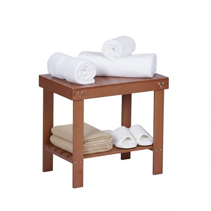 Relaxdays Badhocker aus Bambus, mit Ablagefläche, HxBxT: 41 x 44 x 28 cm, Bad, Wohnzimmer & Flur, Sitzhocker, Natur | HxBxT: 41 x 44 x 28 cm, Bad, Wohnzimmer & Flur, Sitzhocker
