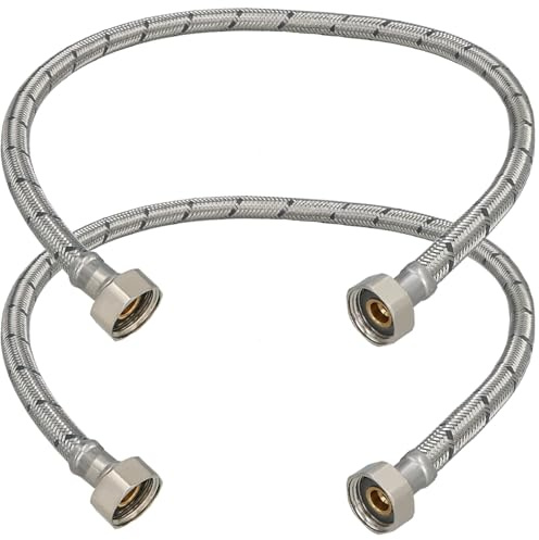 KOTARBAU® Flexschlauch 1/2“ x 1/2“, Wasserschlauch, Panzerschlauch 60 cm | 2er Set, Anschlussschlauch für Armatur, Schlauch Für Wasserhahn, Edelstahlummantelt, Silber