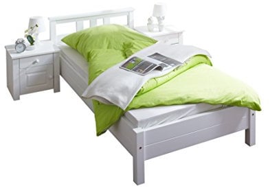 Einzelbett Merci Massivholz Kiefer Weiss 100 x 200 cm