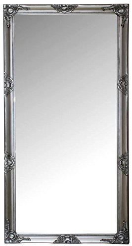 elbmöbel Wandspiegel antik mit Leichter Patina mit Holz-Rahmen Landhaus-Stil Standspiegel (132 x 72cm, Silber)