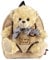 PERLETTI Kuscheltier Teddybär Rucksack für Kinder - Pluschbär Weich Flauschig und Kindergarten Schultasche mit Tasche für Plüsch Tier - Baby 3 4 5 Jahren Kindertasche 27x21x9 cm (Beige Bär mit Bogen)