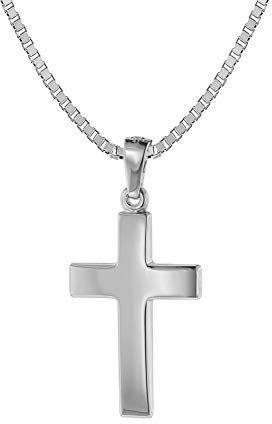 trendor Kreuz-Anhänger 21 mm Weißgold 585 (14 Karat) mit Silberkette 75270-40 40 cm
