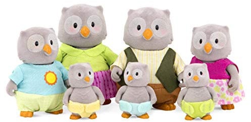 Li’l Woodzeez Figuren Eulen Tierfamilie McHoot – 7 weiche Tierfiguren mit Eltern und Kindern –Tiere im Set (7 Teile) Spielzeug ab drei Jahren