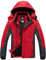 GEMYSE Herren Wasserdichte Berg-Skijacke Winddichte Fleece Outdoor-Winterjacke mit Kapuze (Rotgrau,L)