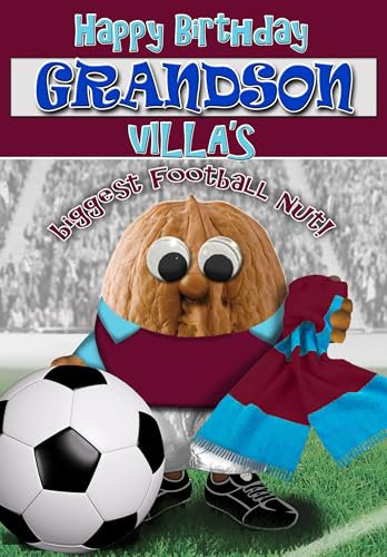 Aston Villa Birthday Card For Grandson Football Nut - PERSONALISED Option with NAME and/or AGE - POSTED SAME DAY - FULL COLOUR INSIDE